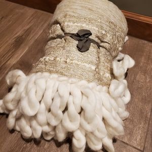 NWT Anthropologie Cream & Gold Throw